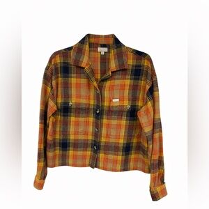 Brixton Cropped Plaid Flannel Shirt Jacket | S